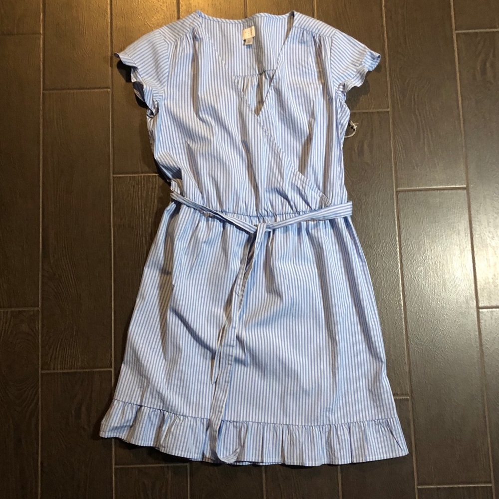 A New Day Blue Pinstripe Wrap Dress